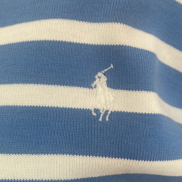 Vintage 1990s Ralph Lauren top striped blue white 100% cotton women’s size M - Picture 9 of 12